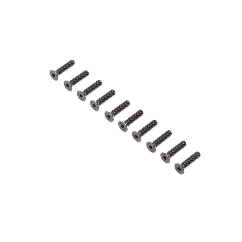 LOSI Flat Head Screws, Steel, Black Oxide, M4 x 18mm (10)