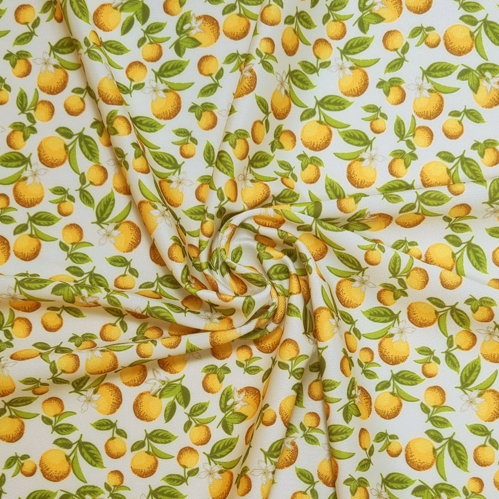 Recycled polyester swimwear fabric matte with oranges