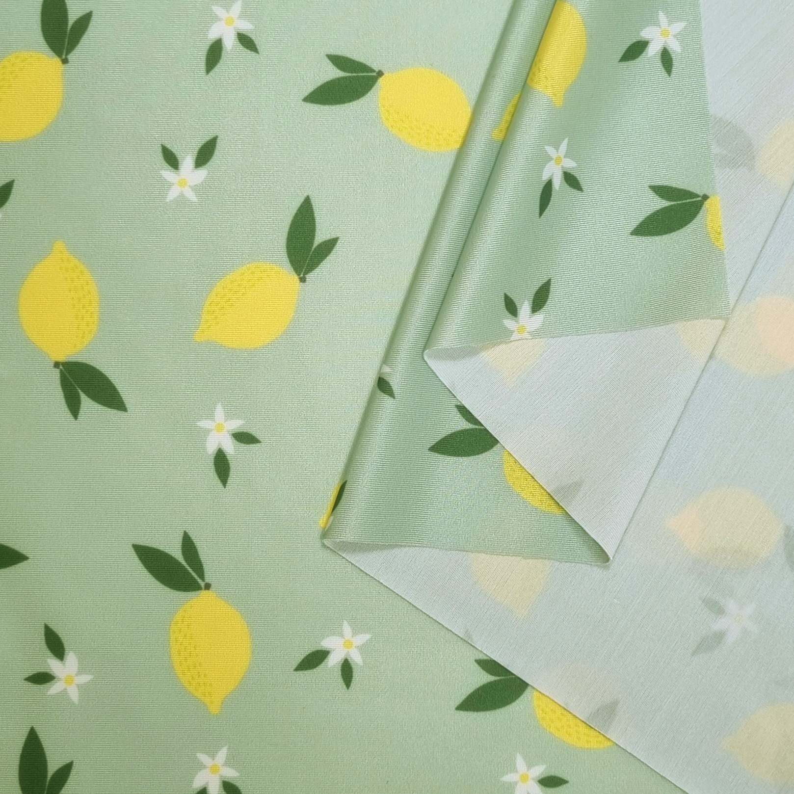 Recycled polyester swimwear fabric matte with lemons - 3