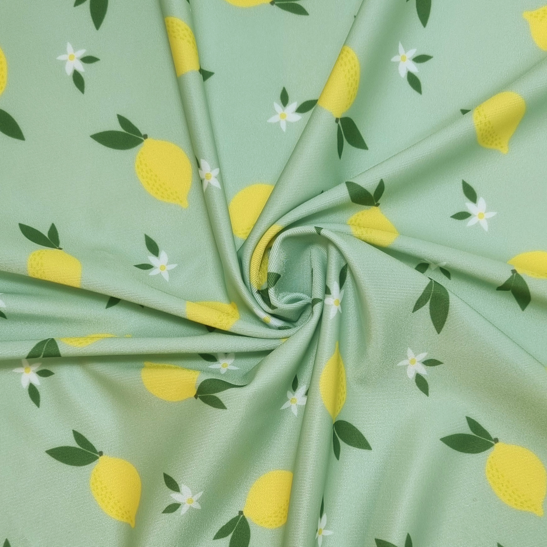 Recycled polyester swimwear fabric matte with lemons