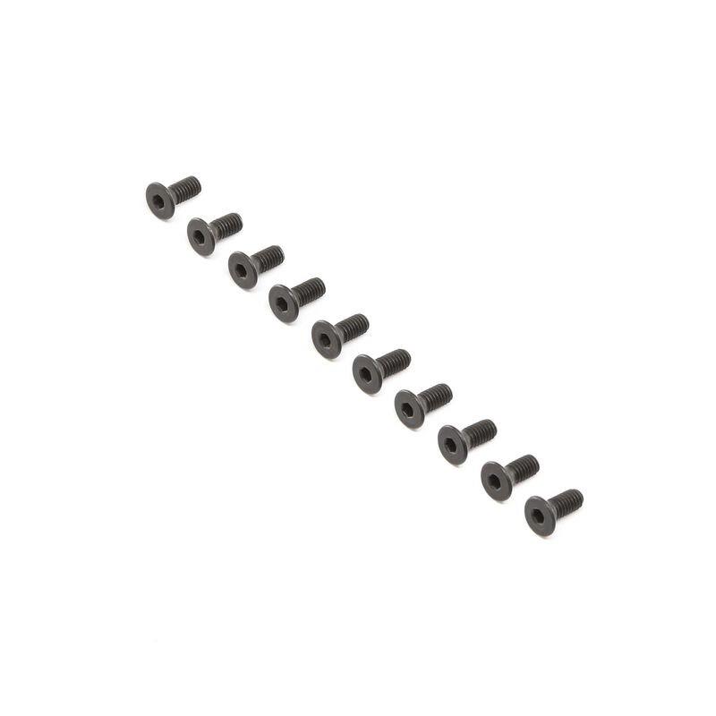LOSI Flat Head Screws, Steel, Black Oxide, M4 x 10mm (10)
