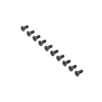LOSI Flat Head Screws, Steel, Black Oxide, M4 x 10mm (10)