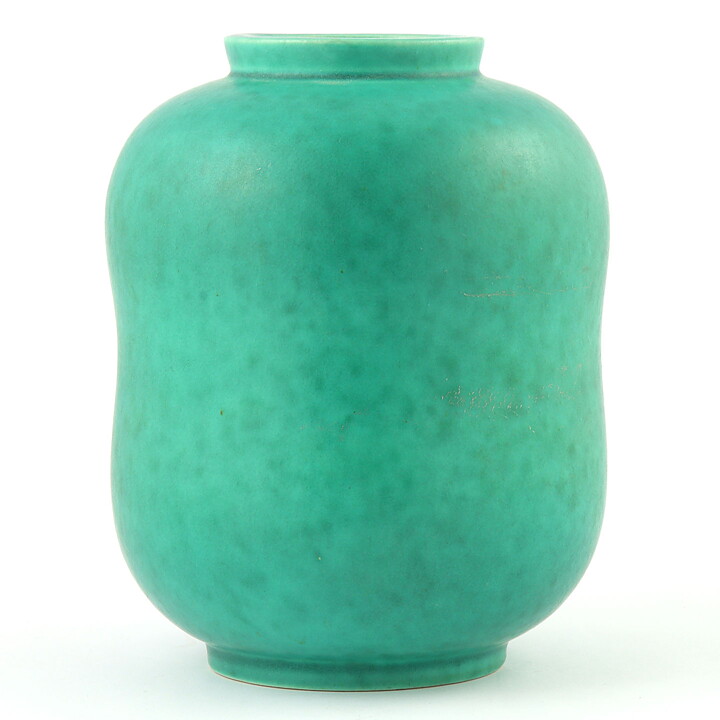 Wilhelm Kåge (1930s) Green Undulating Vase 16 cm