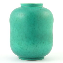 Wilhelm Kåge (1930s) Green Undulating Vase 16 cm