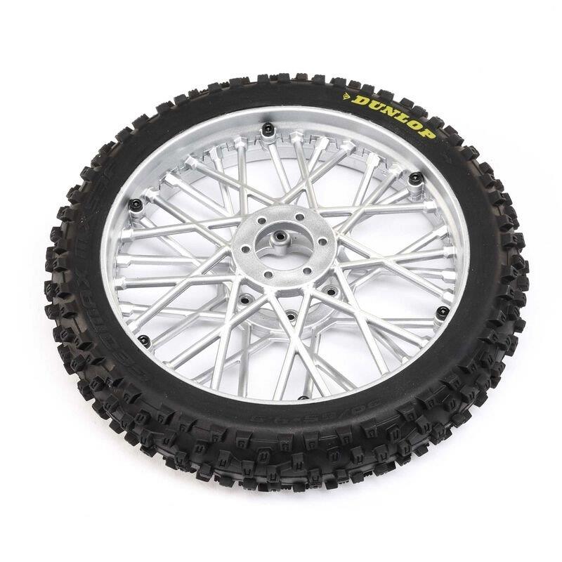 LOSI Dunlop MX53 Front Tire Mounted, Chrome: Promoto-MX