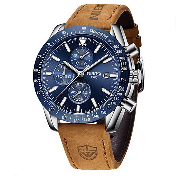 Nibosi Trackmaster Silver Blue Leather