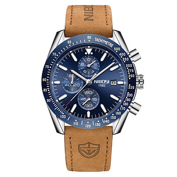 Nibosi Trackmaster Silver Blue Leather