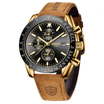 Nibosi Trackmaster Gold Black Leather