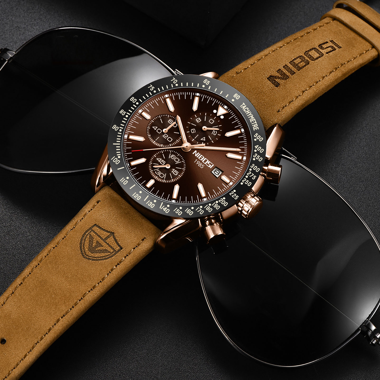 Nibosi Trackmaster Gold Black Leather - 5