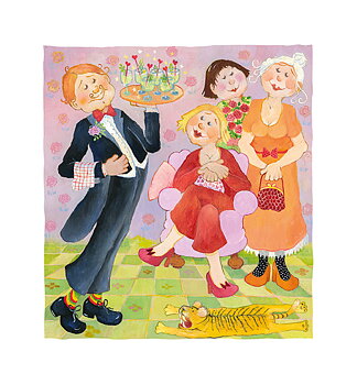 Birgitta Lindeblad Vykort - Grevinnorna & betjänten