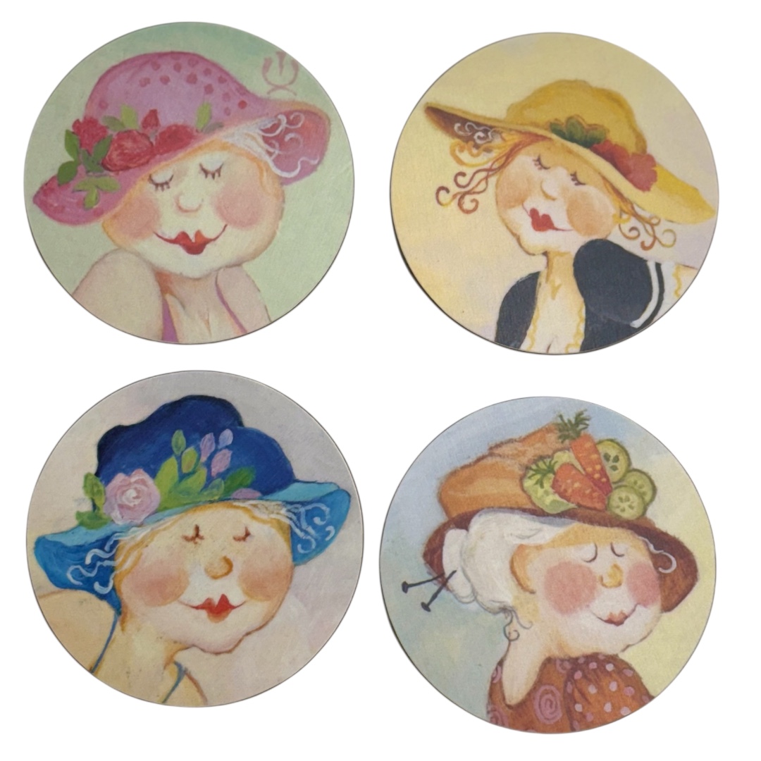 Birgitta Lindeblad Glasunderlägg 4-Pack - Mina Damer