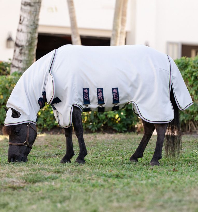 Horseware Amigo Petite Ripstop Hoody Fly Sheet – Silver/Lime & Navy & Pink & Blue - Soft