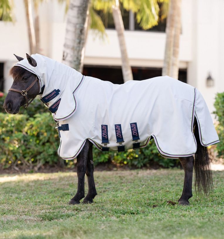 Horseware Amigo Petite Ripstop Hoody Flugtäcke - Silver/Lime & Navy & Pink & Blue (55cm (2'9