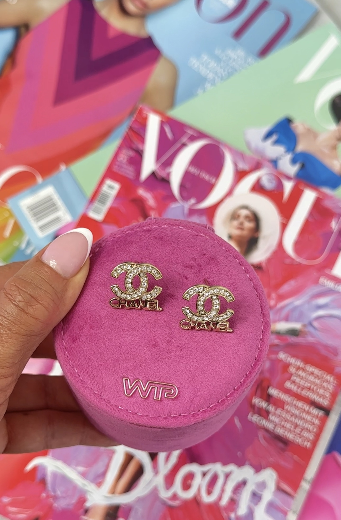 Earrings CC Designer Text Gold