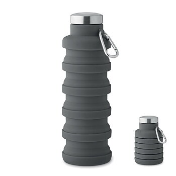 Pladsbesparende vandflaske i silikone med karabinhage 500 ml