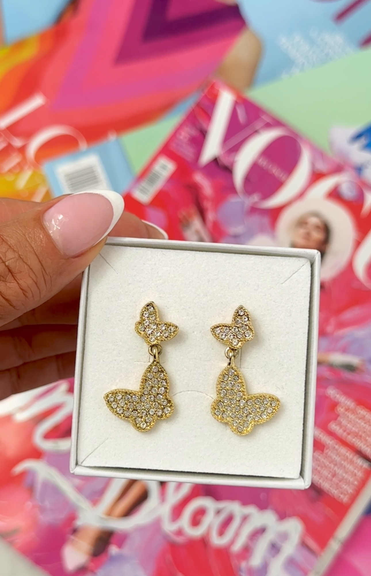 Earrings Butterfly Bling Gold