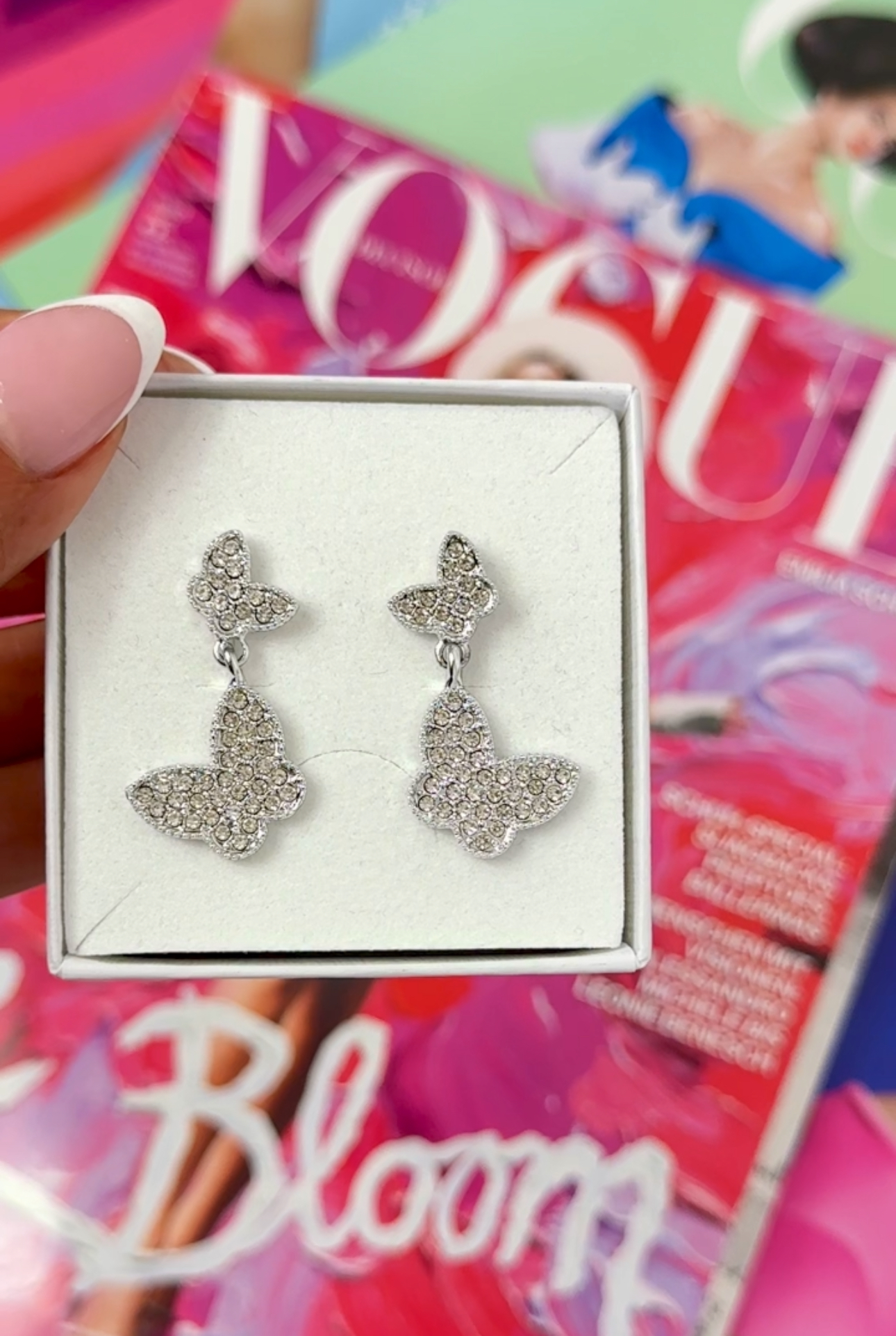 Earrings Butterfly Bling Silver