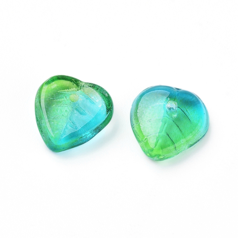 Tjeckiska glaspärlor – mixade hjärtblad 9,5 mm  - 3