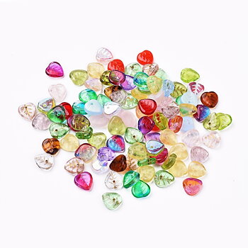 Tjeckiska glaspärlor – mixade hjärtblad 9,5 mm 