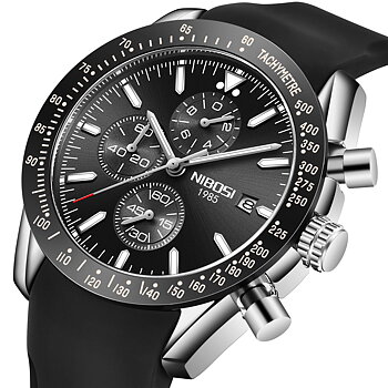 Nibosi Trackmaster Silver Black Rubber