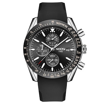 Nibosi Trackmaster Silver Black Rubber