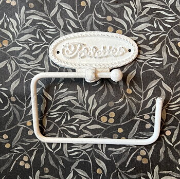 Toalettpappershållare gjutjärn/smide Toilettes antikvit shabby chic lantlig stil