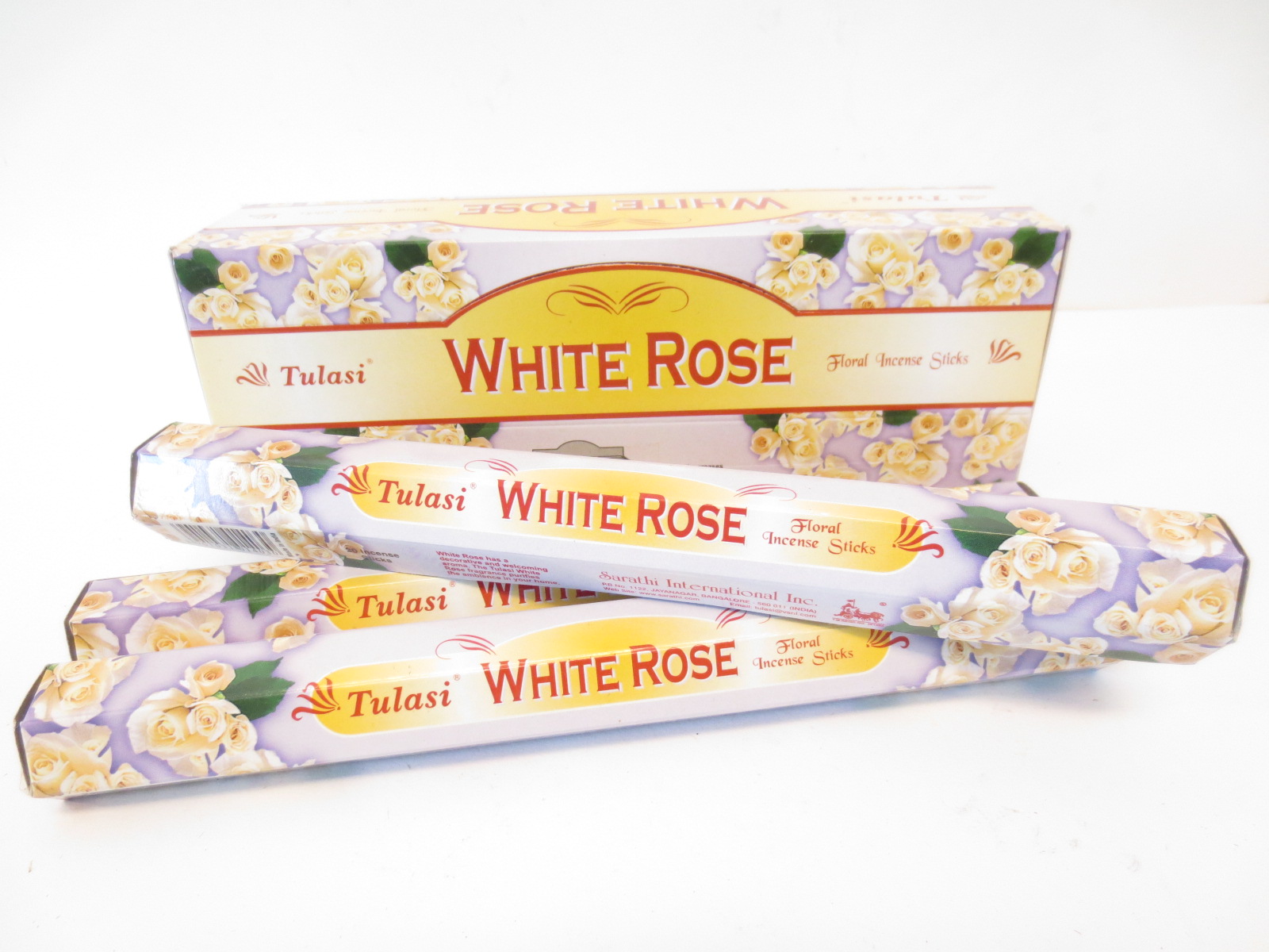 Tulasi White Rose ( Vit ros)  Rökelse - Hexagon paket