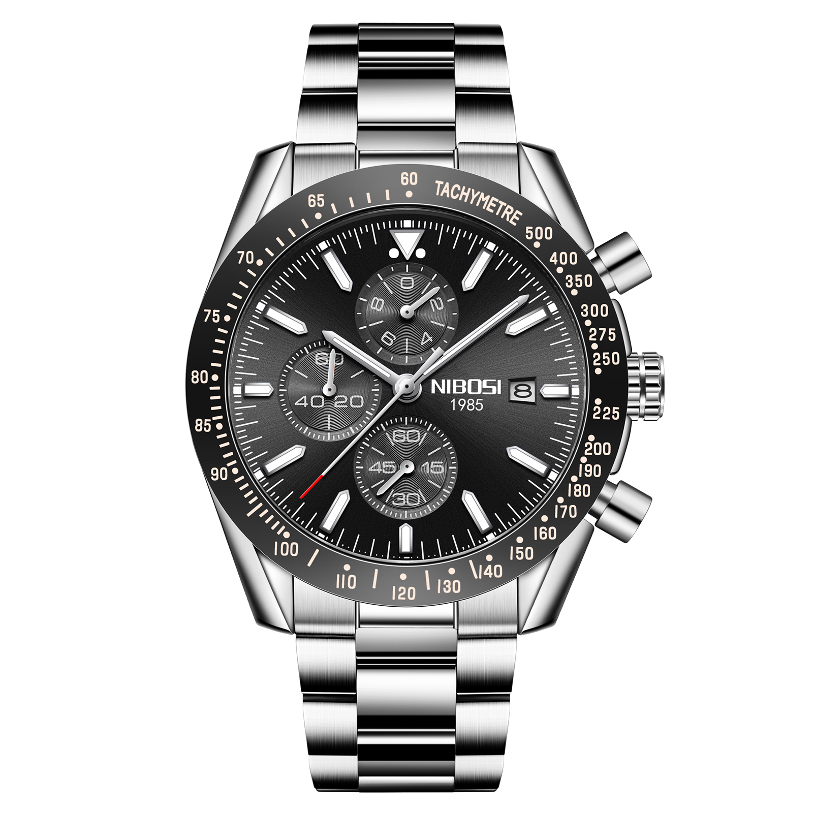 Nibosi Trackmaster Silver Black Steel
