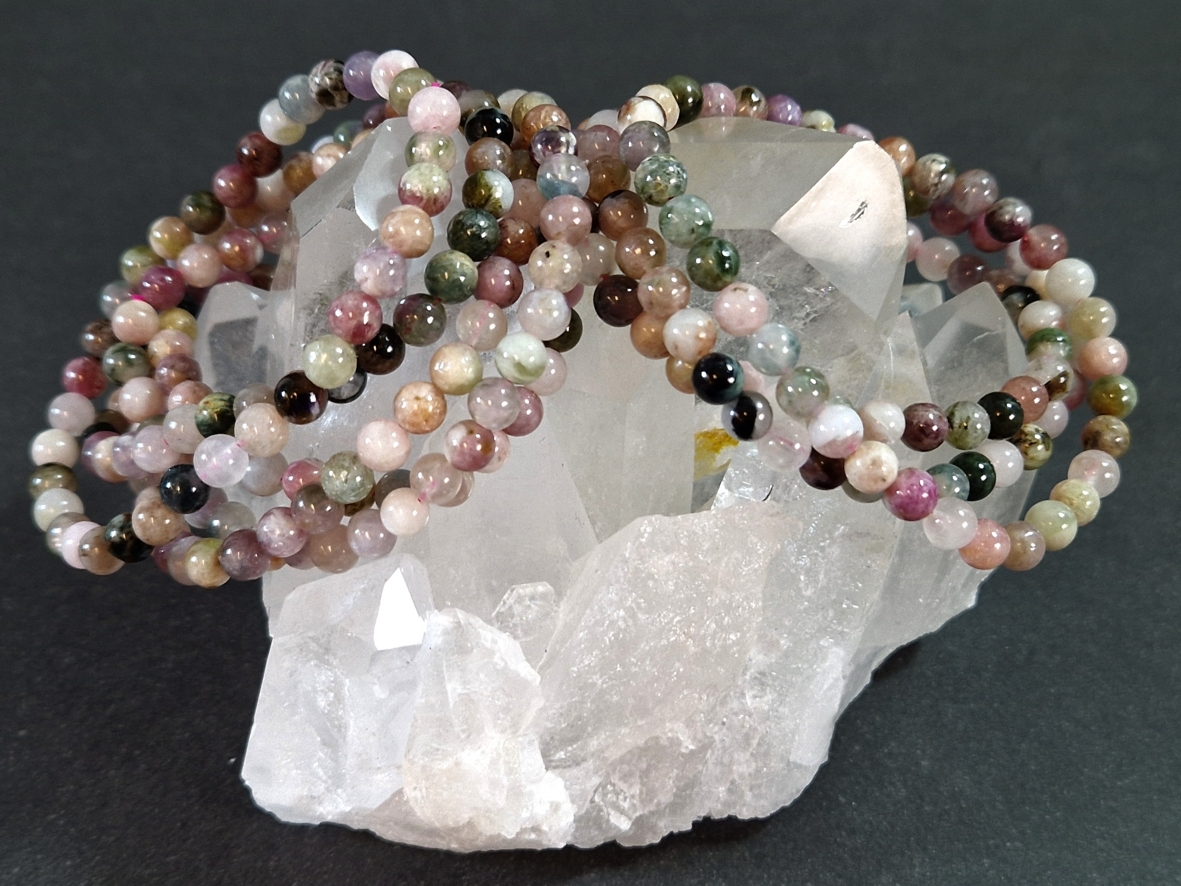 Ljus Turmalin Mix Armband  - 6 mm Pärlor - 2