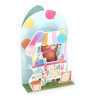 Popup Greeting card, Teddy Cart, Birthday party supplies (BGPU0031)
