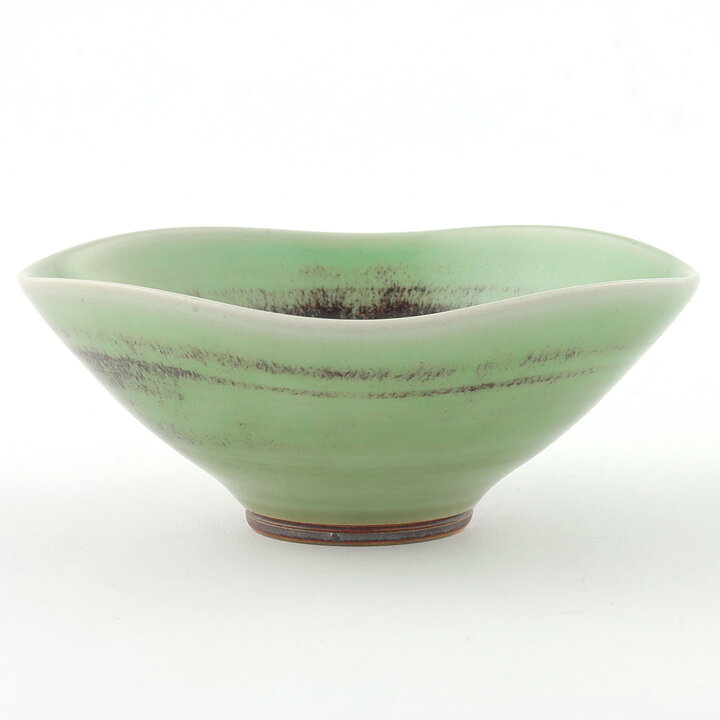 Berndt Friberg (1956) Unique Celadon and Oxblood Quadratic Bowl 9 cm