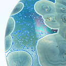 Isak Isaksson (2020) Unique Discus Vase with Blue Crystalline Glaze 19/10 cm
