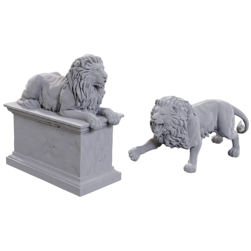 WizKids Deep Cuts Unpainted Minis: Stone Lion - 3