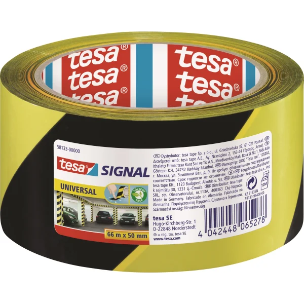 Varningstejp Tesa PP Gul/Svart 50mm x 66m