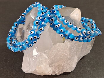  Nazar - Skyddande Ögat Armband med Glaspärlor - Ljusblå, 6mm