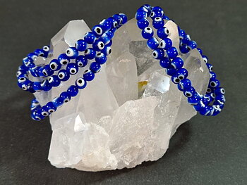  Nazar - Skyddande Ögat Armband med Glaspärlor - Mörkblå, 6mm