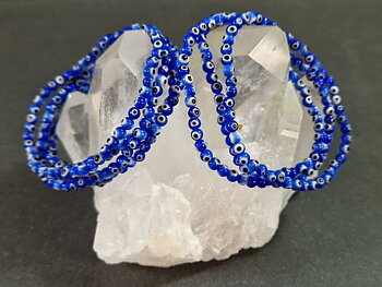 Nazar - Skyddande Ögat Armband med Glaspärlor - Mörkblå, 4mm