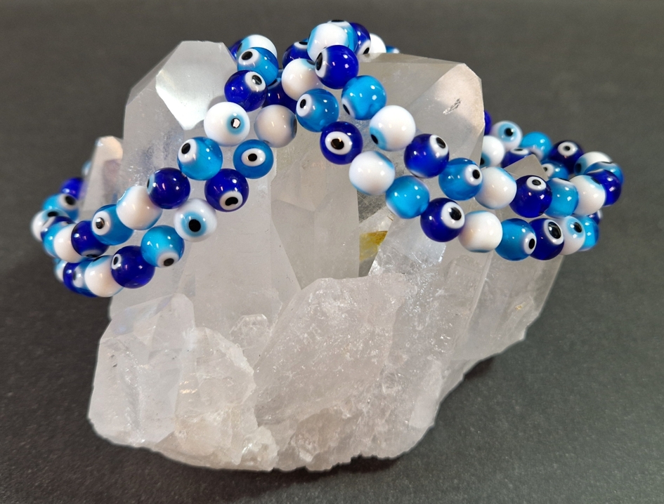  Nazar - Skyddande Ögat Armband med Glaspärlor - Mix, 8mm