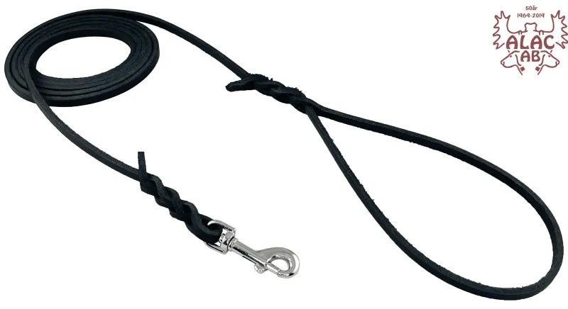 Flätat läderkoppel till utställning, 60cmx6mm, svart