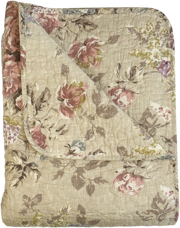 Överkast Mulberry Vintage lantlig stil quiltat blommor mullvad bomull enkel 