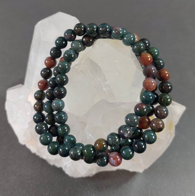 Heliotrop, Indisk Blodsten Armband - 6mm Pärlor