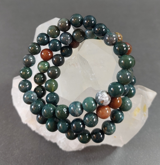 Heliotrop, Indisk Blodsten Armband - 8mm Pärlor