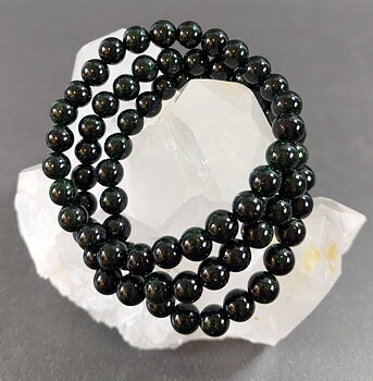 Grön Guldfluss Armband - 8mm Pärlor