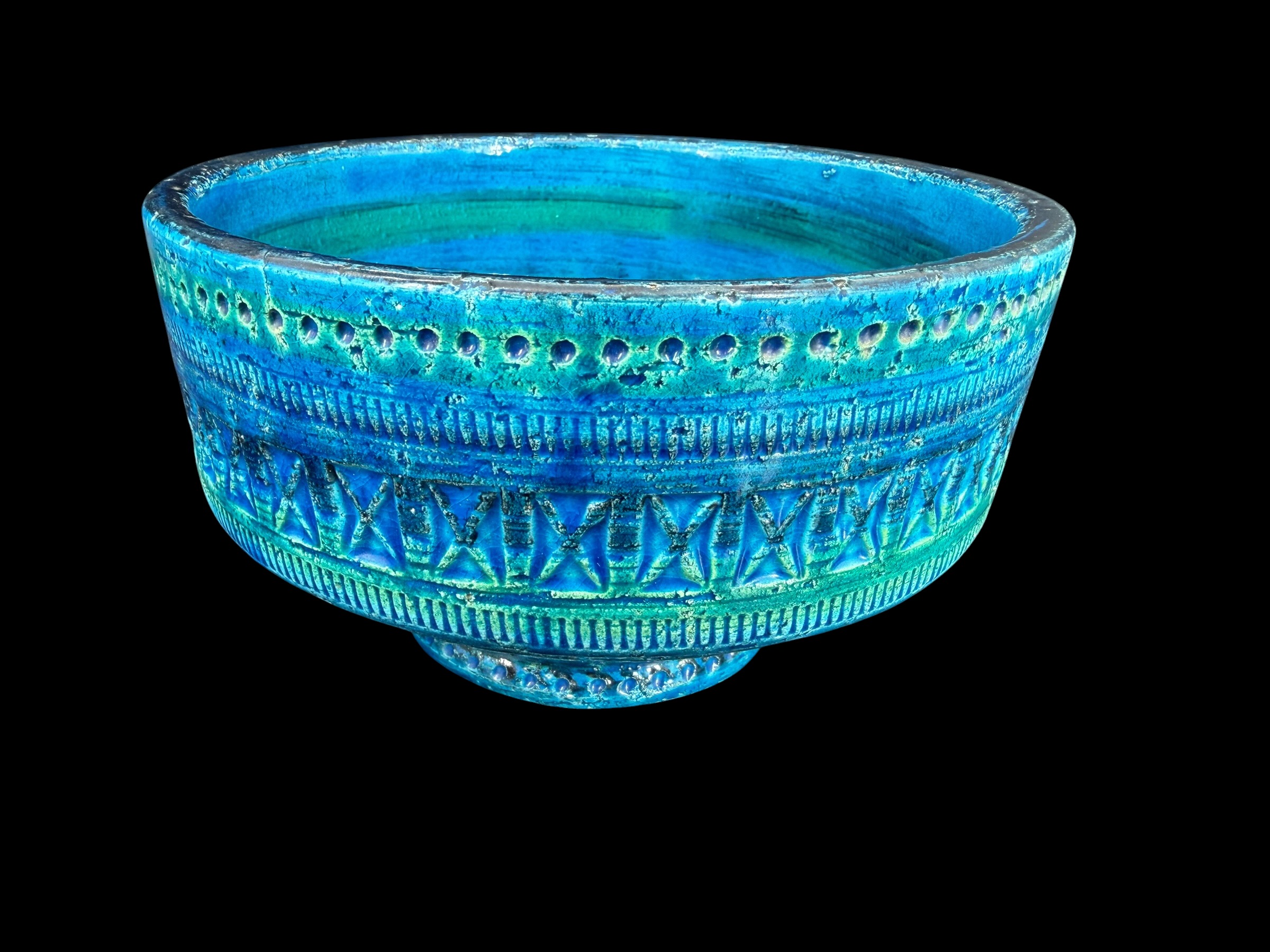 Bitossi,Aldo Londi, rimini blue, skål på fot.