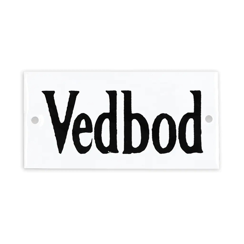Emaljskylt Vedbod