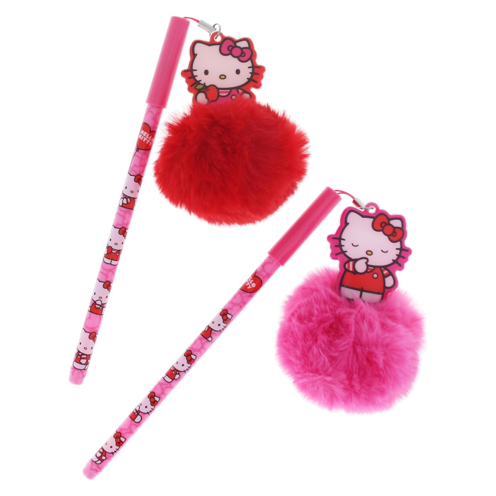 Hello Kitty Kulspetspenna med Röd Pom Pom Dekoration - Hearts & Bows - 3