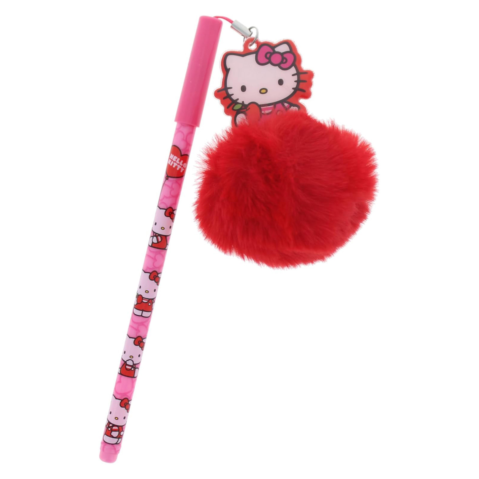 Hello Kitty Kulspetspenna med Röd Pom Pom Dekoration - Hearts & Bows