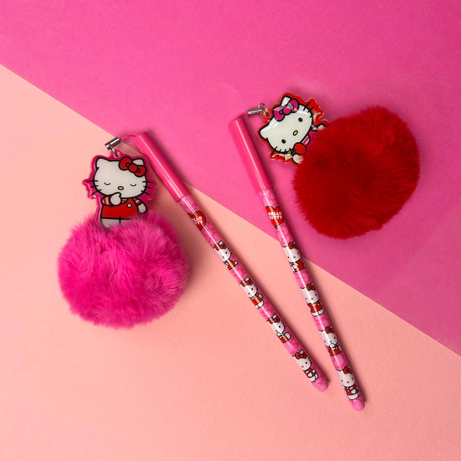 Hello Kitty Kulspetspenna med Rosa Pom Pom Dekoration - Hearts & Bows - 3