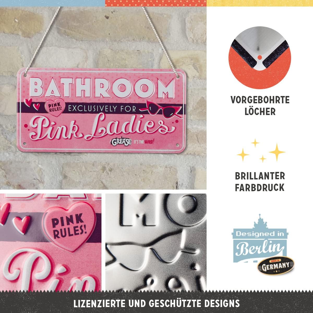 Metal sign - Grease - Pink Ladies Bathroom - 3