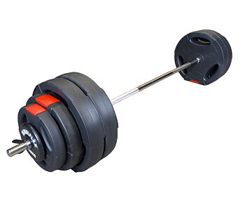 Skivstångspaket med plastviker 63,5kg/150 cm